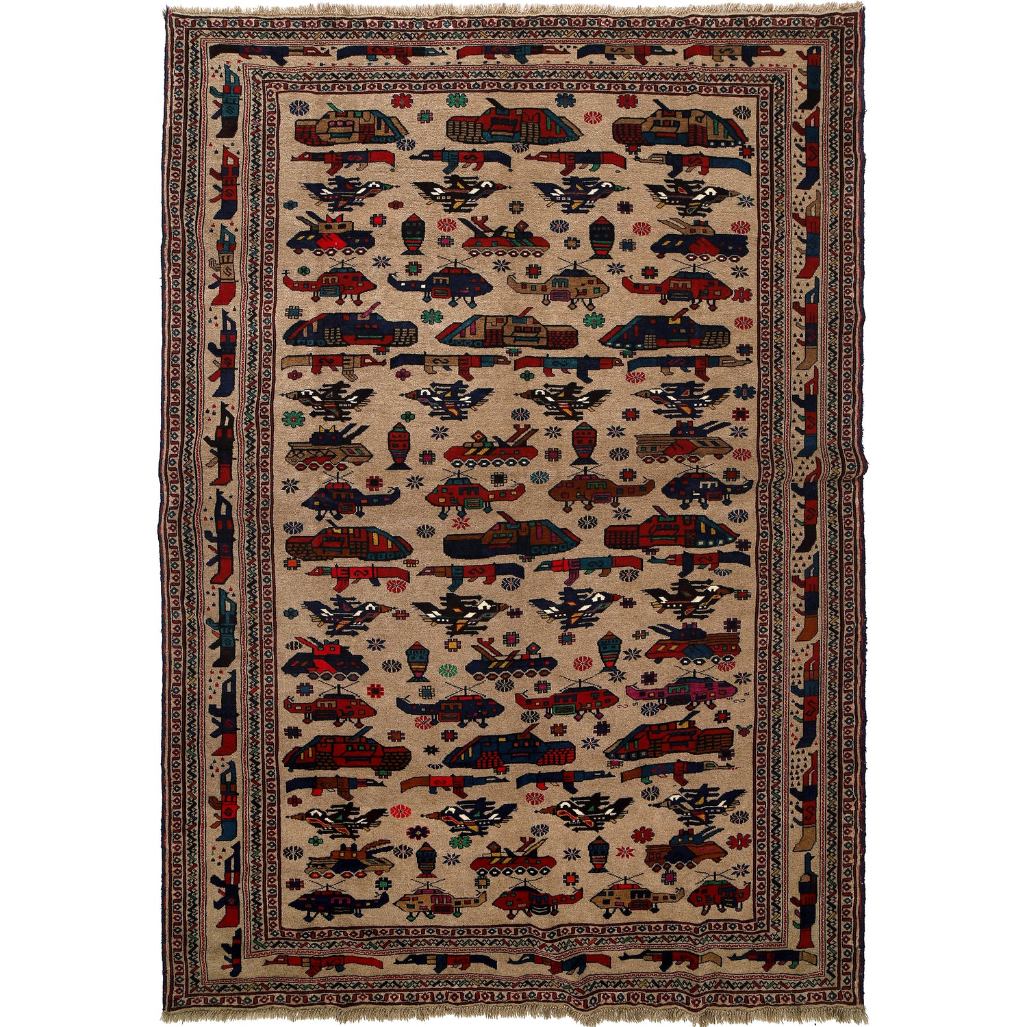 Hand Knotted War Rug 6' 3 x 9' 1 (ft) - No. G25915