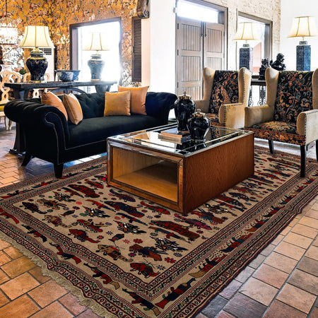 Hand Knotted War Rug 6' 3 x 9' 1 (ft) - No. G25915