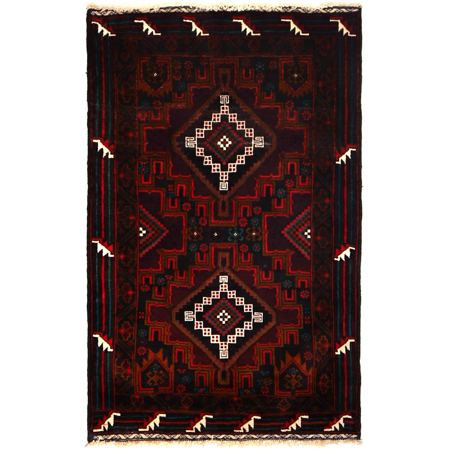Traditional Baloch Rug 3' 0 x 4' 6 (ft) - No. G27049
