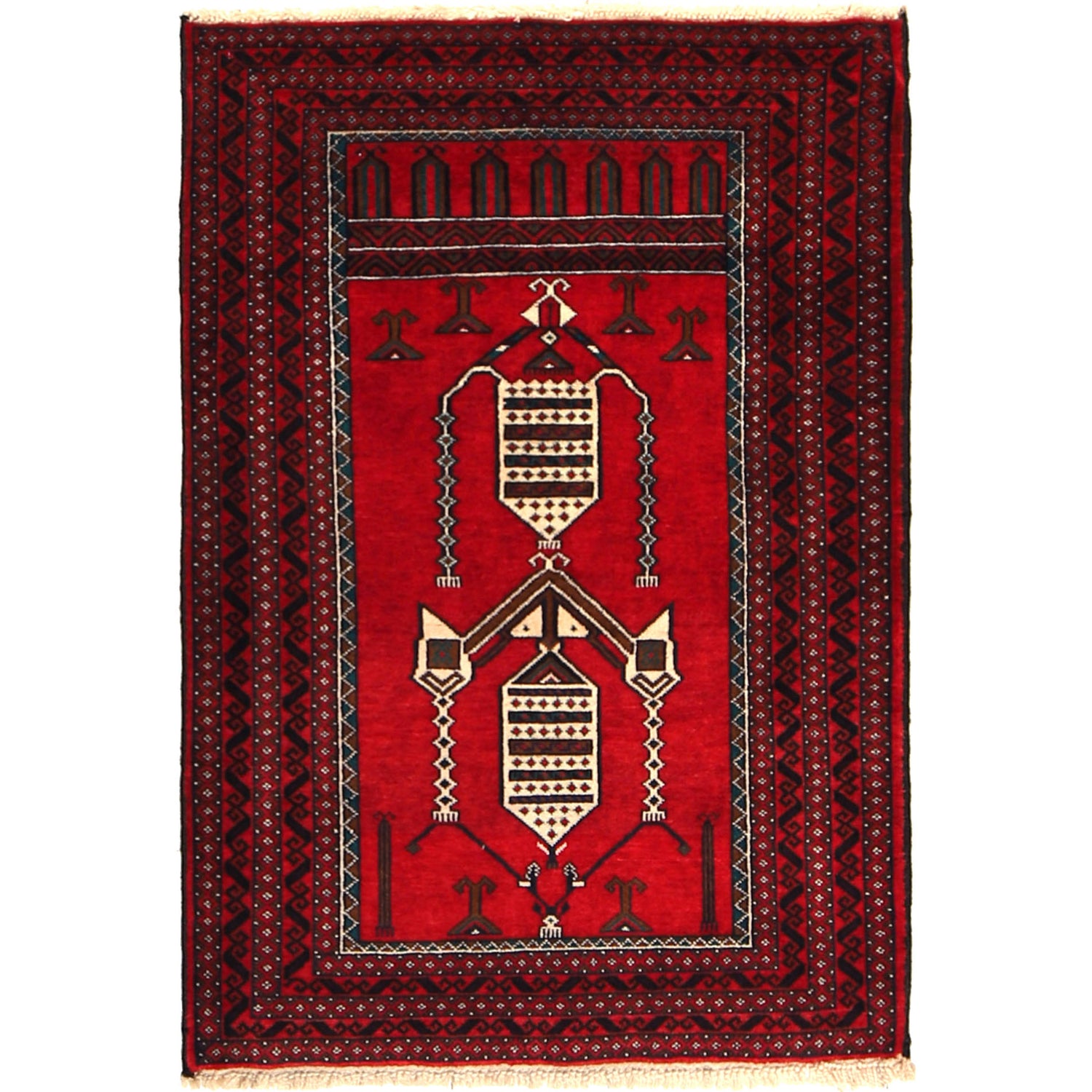 Red Baluchi Rug 2' 8 x 4' 2 (ft) - No. G27050