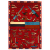 Red Color War Rug 3' 3 x 4' 8 (ft) - No. G27075