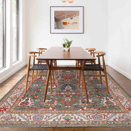 Green Color Oushak Carpet 9' 5" x 11' 10" (ft) - No. G27689