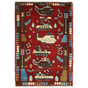 Red War Rug 2' 0" x 2' 10" (ft) - No. G28096