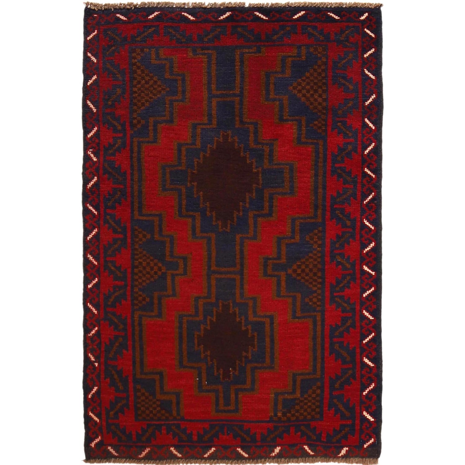 Hand Knotted Baluchi Carpet 2' 8"x 4' 2" (ft) - No. G29067