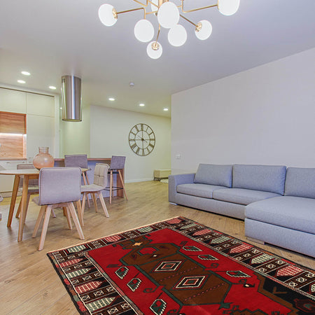 Red Color Baluchi Carpet 2' 11" x 4' 9" (ft) - No. G29152