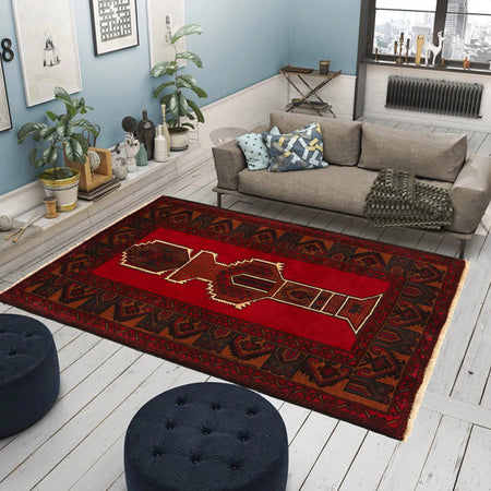 Red Color Baluchi Carpet 2' 11" x 4' 7" (ft) - No. G29167