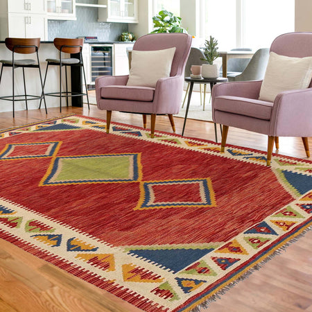 Handmade Vegetable Kilim 3' 11" x 5' 10" (ft) - No. G29318