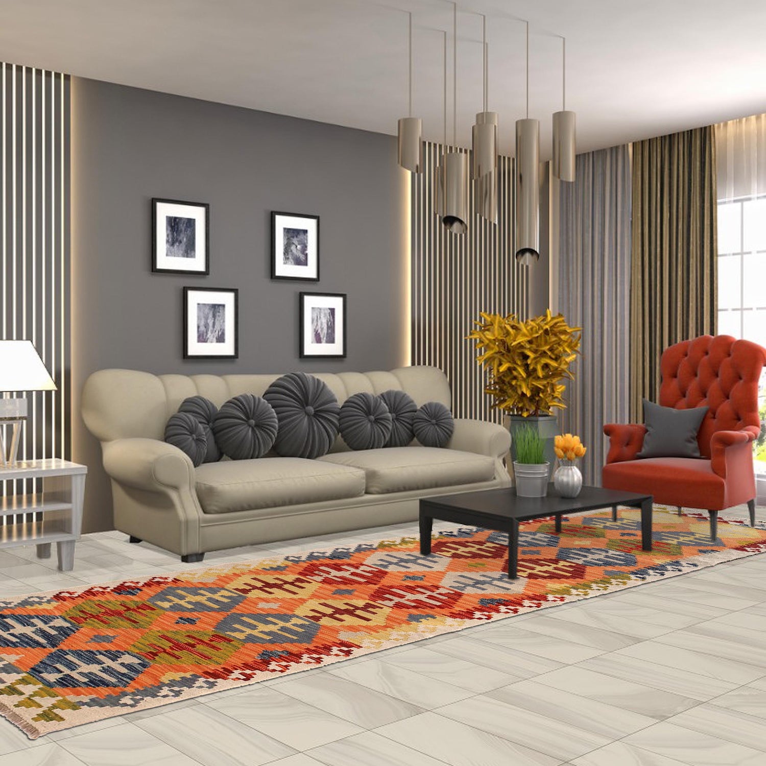 Vegetable Kelim Runner 2' 7" x 9' 11" (ft) - No. G29745