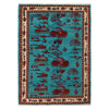 Blue Color War Rug 4' 2" x 5' 11" (ft) - No. G31621