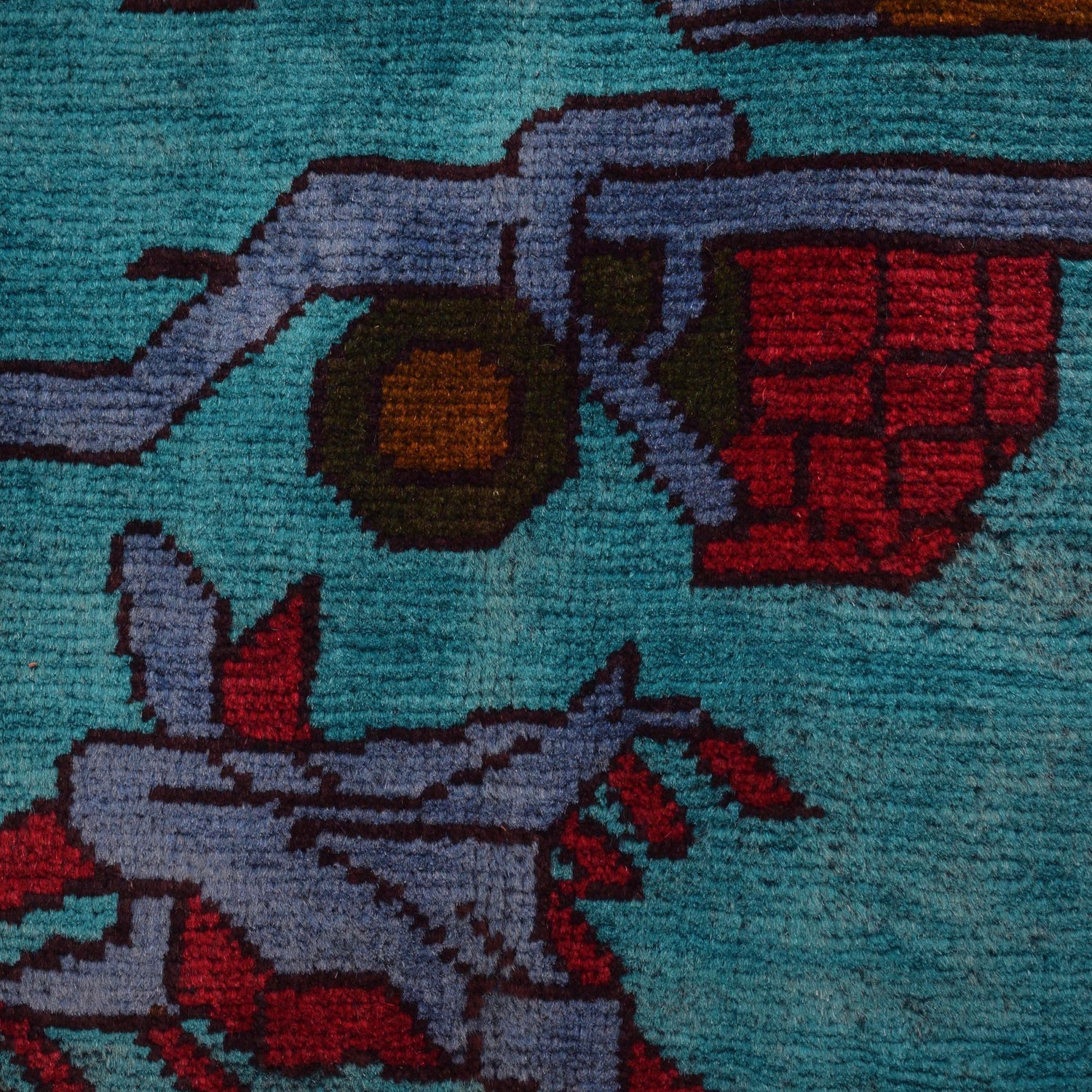 Blue Color War Rug 4' 2" x 5' 11" (ft) - No. G31621