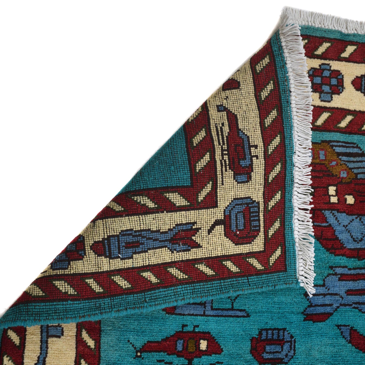 Blue Color War Rug 4' 2" x 5' 11" (ft) - No. G31621