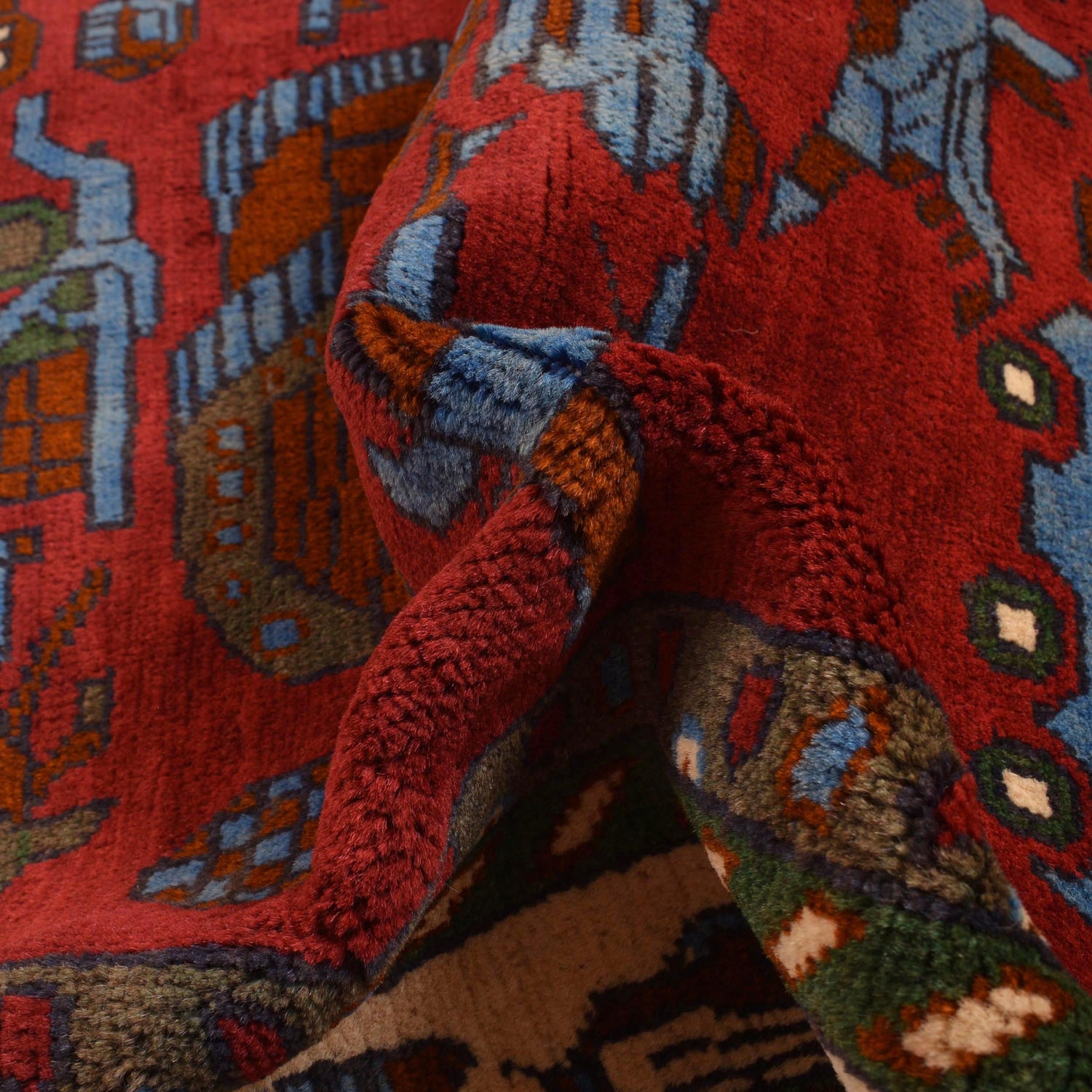 Red Color War Rug 3' 4 x 4' 9 (ft) - No. G31623