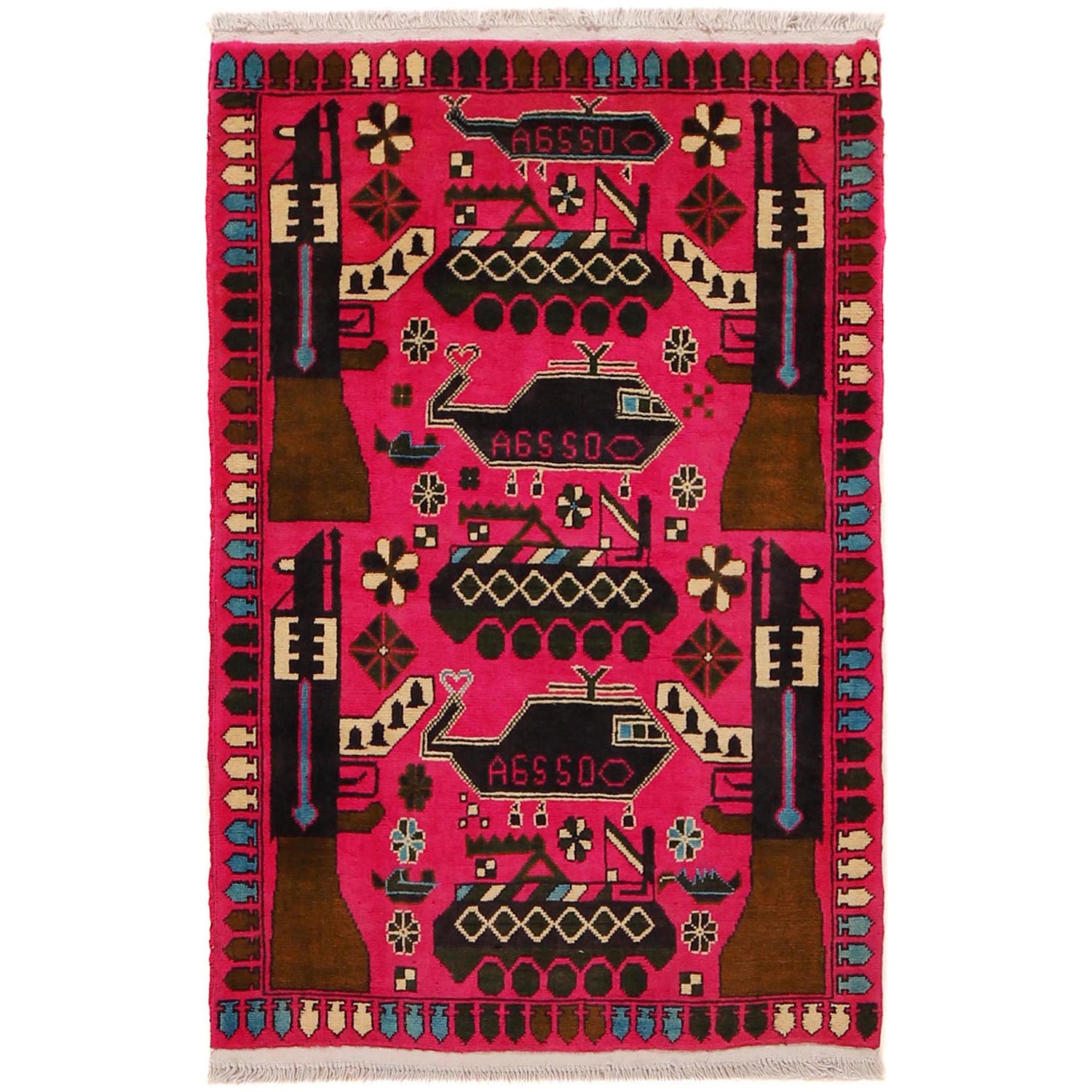 Handmade War Rug 2' 8" x 4' 4" (ft) - No. G31626