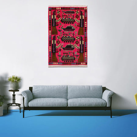 Handmade War Rug 2' 8" x 4' 4" (ft) - No. G31626