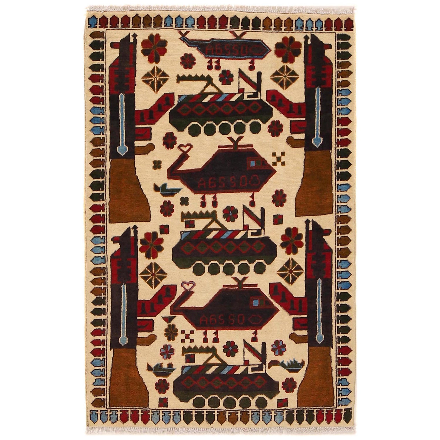 Handmade War Rug 2' 11" x 4' 5" (ft) - No. G31654