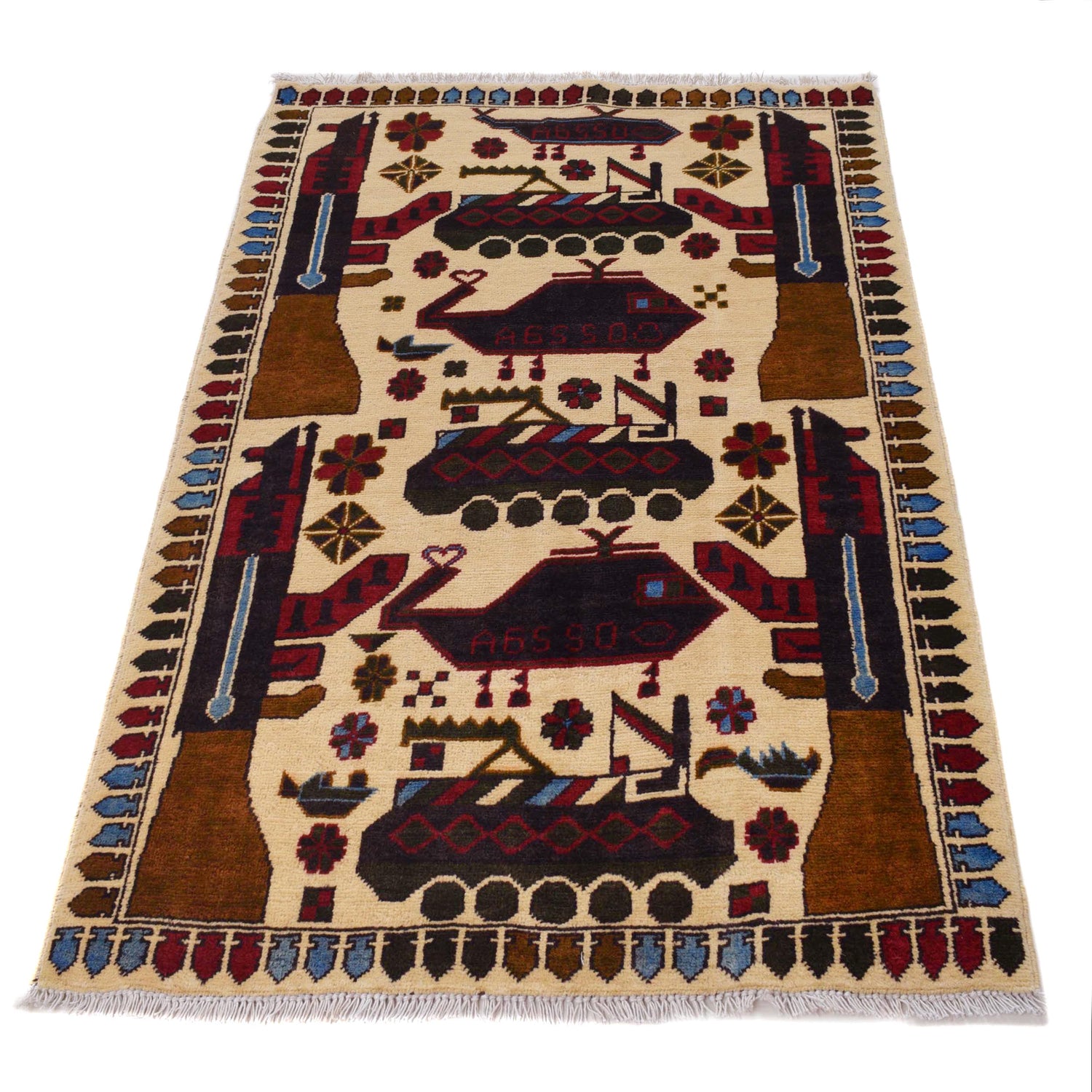 Handmade War Rug 2' 11" x 4' 5" (ft) - No. G31654