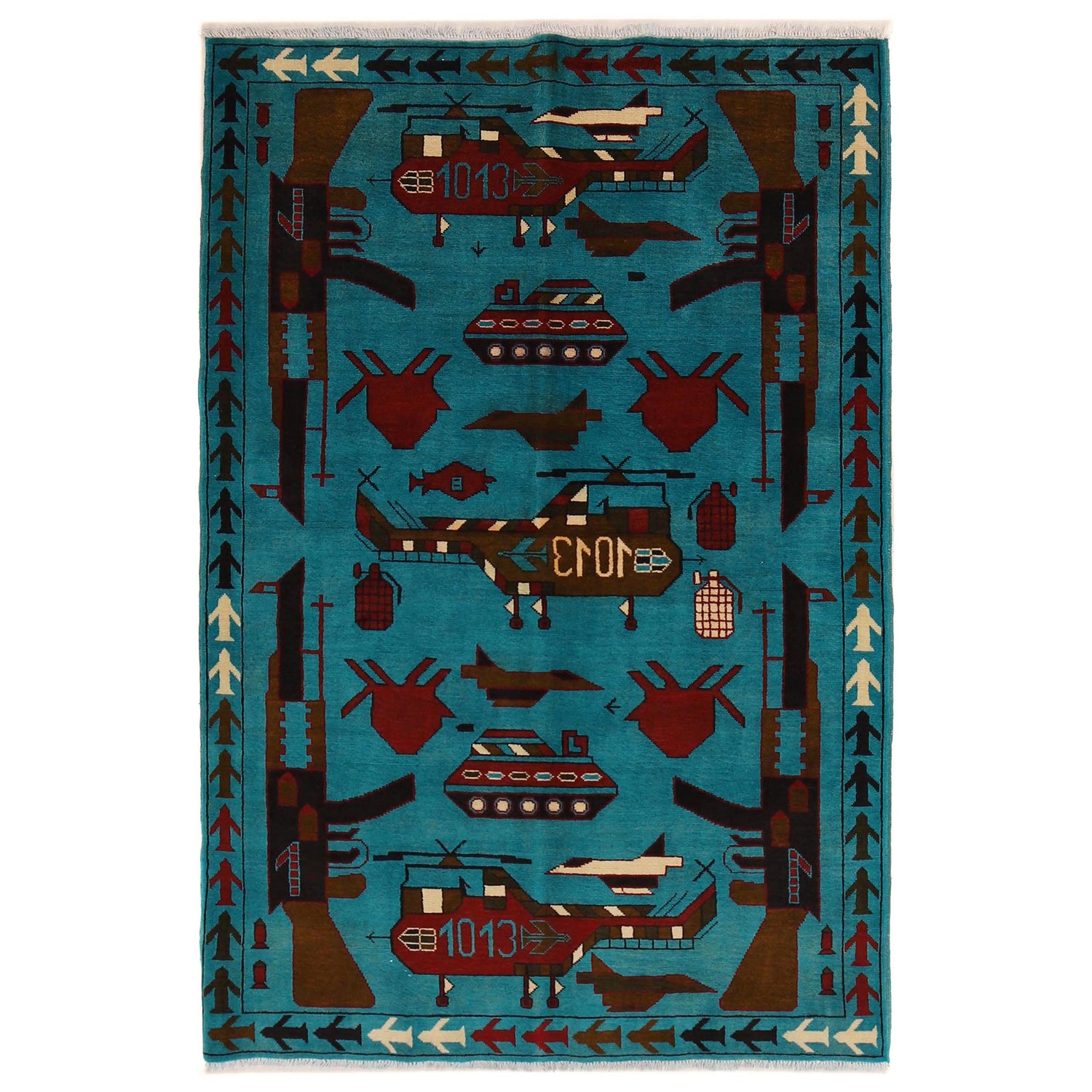 Handmade War Rug 4' 1" x 6' 2" (ft) - No. G31656