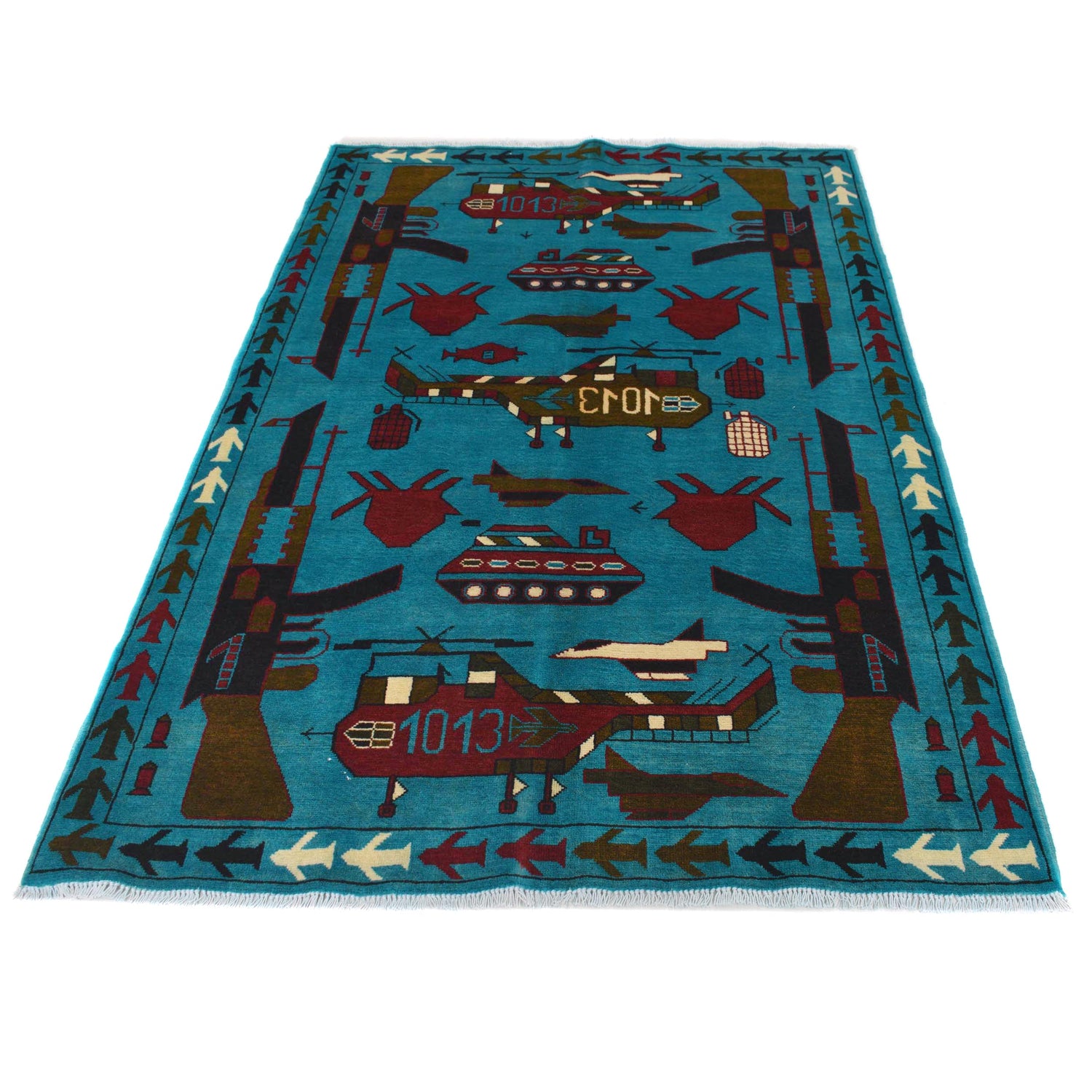 Handmade War Rug 4' 1" x 6' 2" (ft) - No. G31656