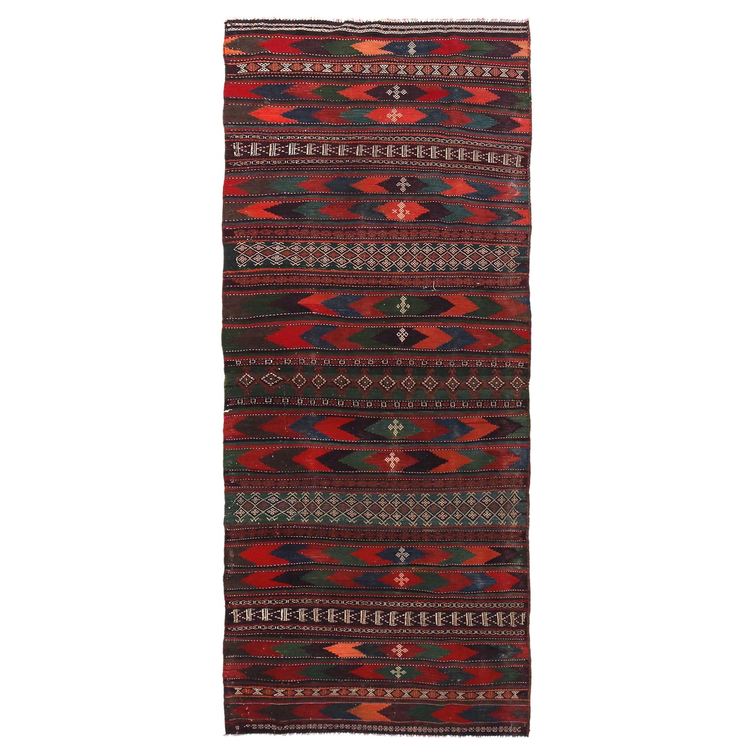 Flat Weave Kilim Runner 3' 8" x 10' 0" (ft) - No. G32088