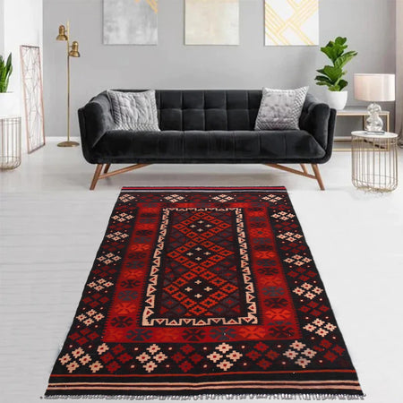 Handmade Multi-color Kilim 3' 7" x 6' 8" (ft) - No. G32090