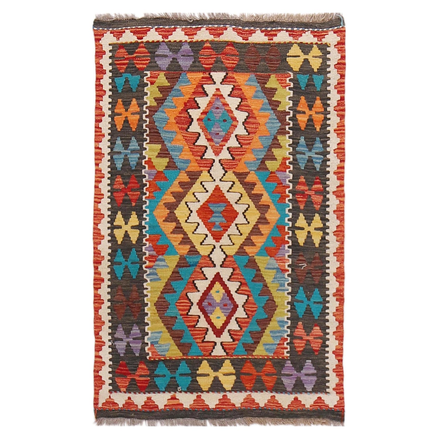 Handmade Vegetable Kelim 2' 7" x 3' 11" (ft) - No. G33007