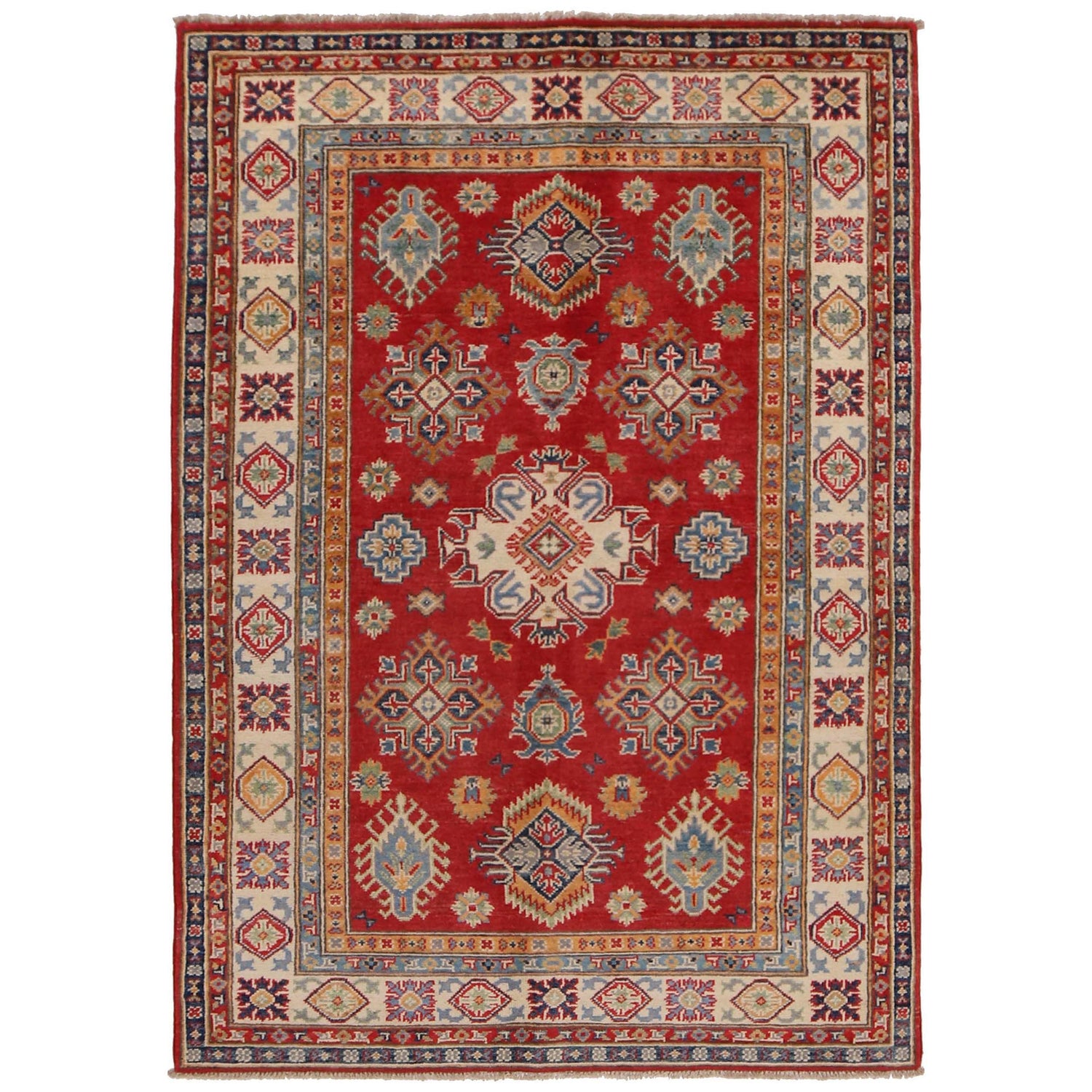 Red Kazak Rug 4' 1" x 5' 11" (ft) - No. G34000