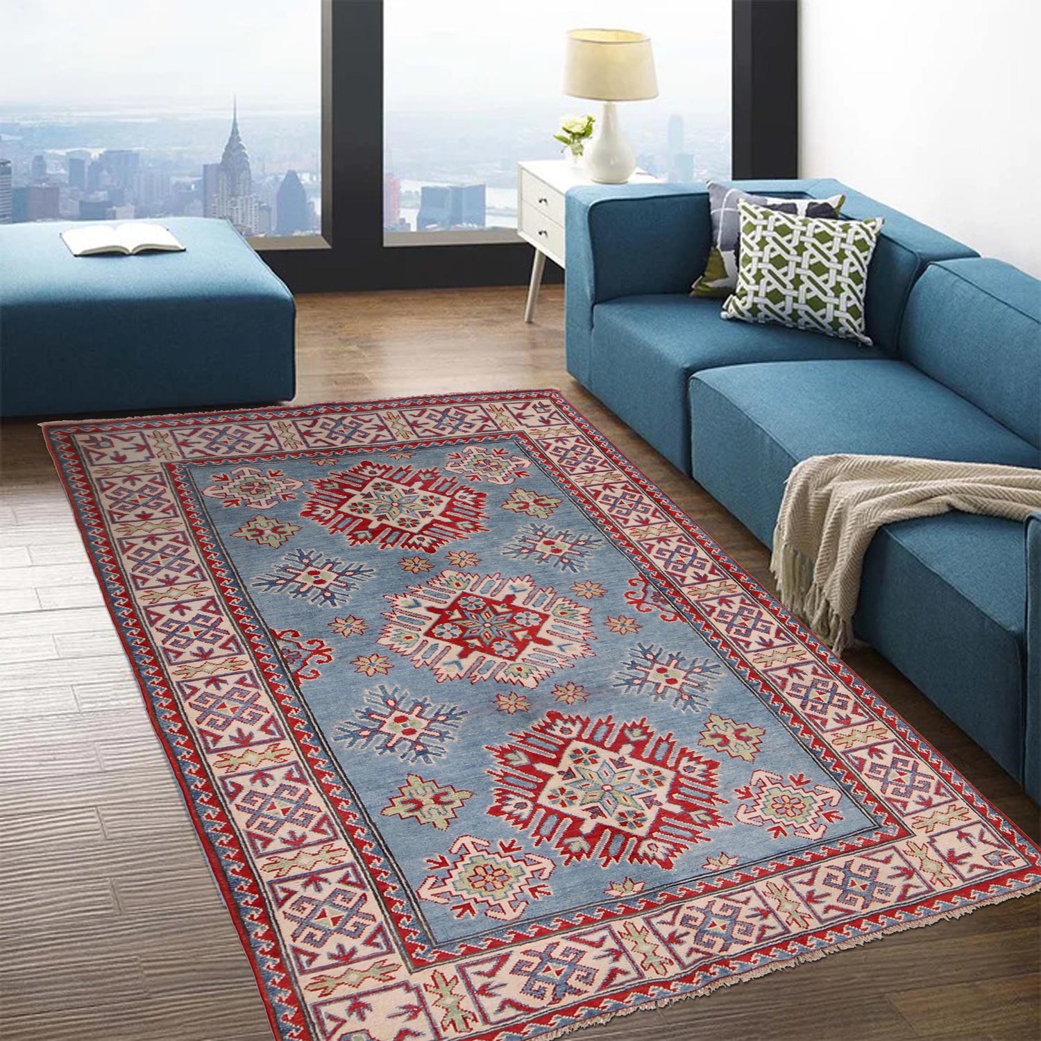 Oriental Kazak Carpet 4' 6" x 6' 5" (ft) - No. G34006