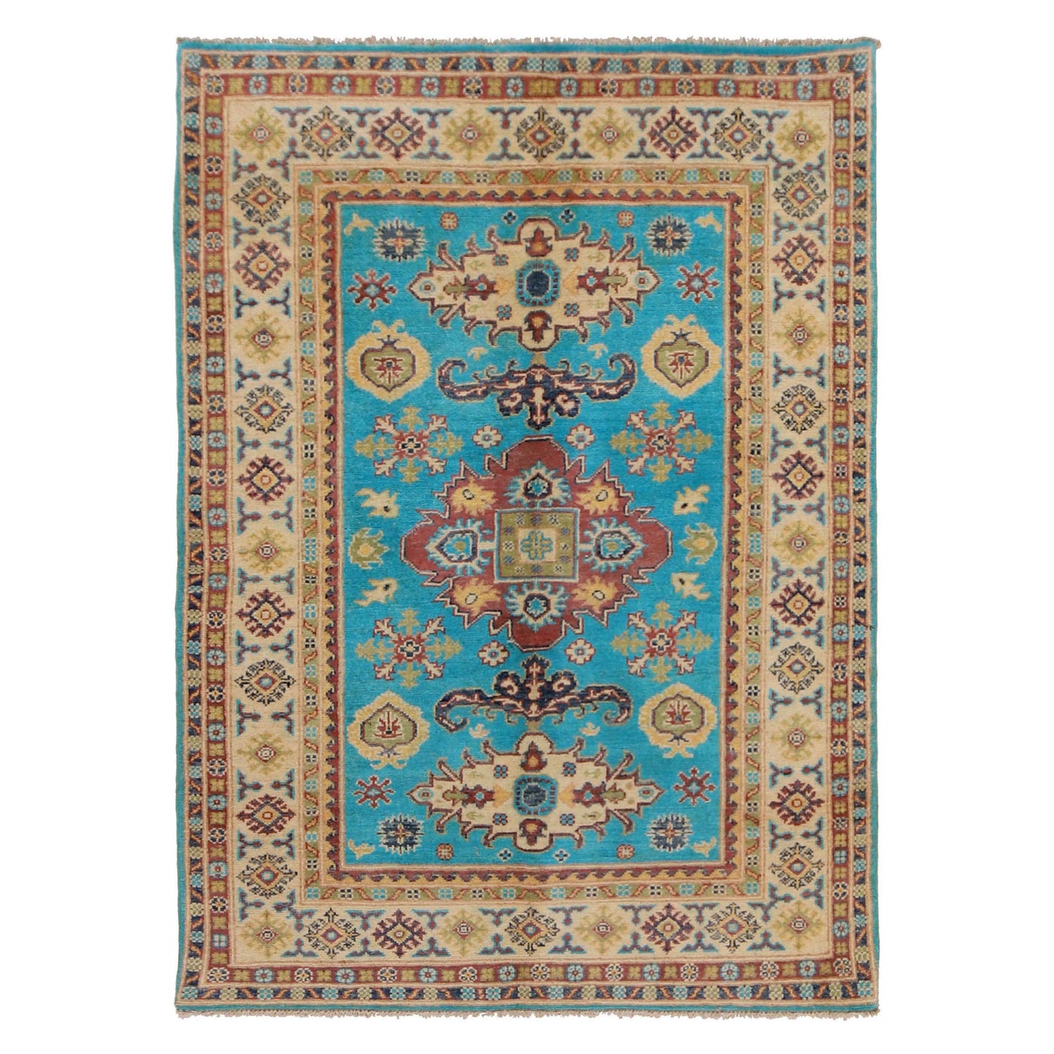 Blue Kazak Rug 4' 0" x 5' 5" (ft) - No. G34022
