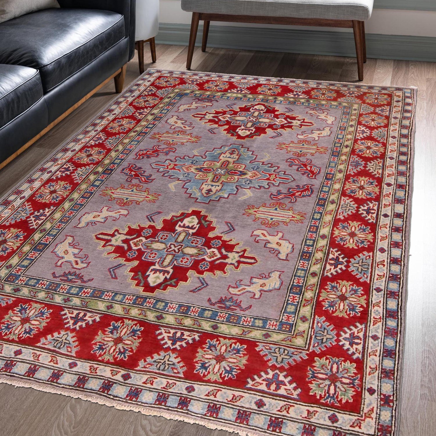 Oriental Kazak Rug 5' 0" x 6' 7" (ft) - No. G34024