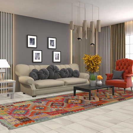 Vegetable Kilim Runner 2' 8" x 9' 10" (ft) - No. G34391