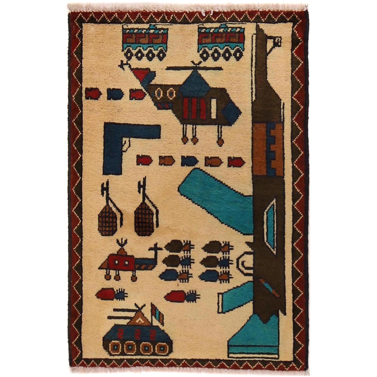 Hand Knotted War Rug 2' 0" x 3' 0" (ft) - No. G34418