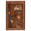 Brown War Rug 2' 0" x 2' 11" (ft) - No. G34420
