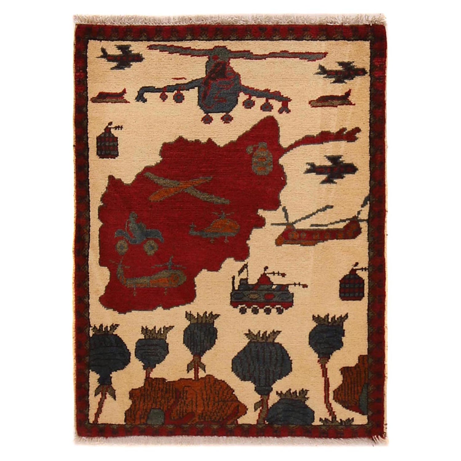 Handmade War Rug 2' 2" x 2' 10" (ft) - No. G34422