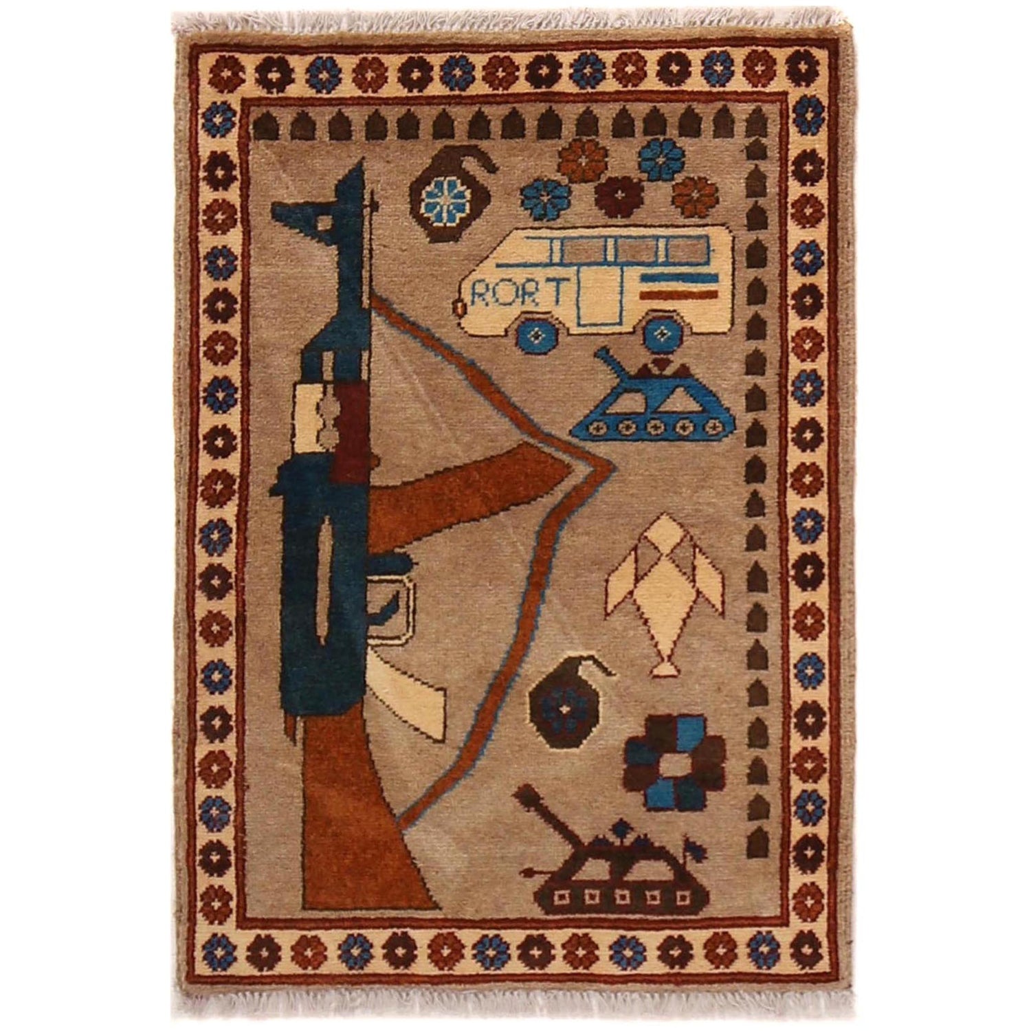 Handmade War Rug 2' 0" x 2' 10" (ft) - No. G34425