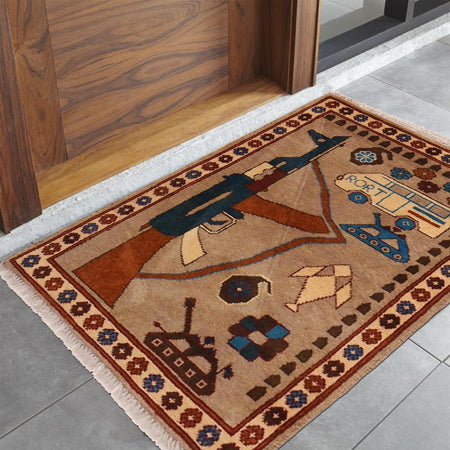 Handmade War Rug 2' 0" x 2' 10" (ft) - No. G34425