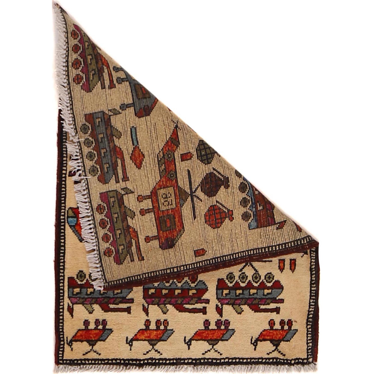 Ivory Color War Rug 2' 0" x 2' 7" (ft) - No. G34435