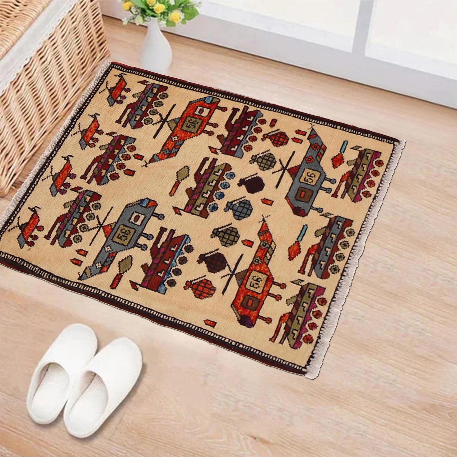 Ivory Color War Rug 2' 0" x 2' 7" (ft) - No. G34435