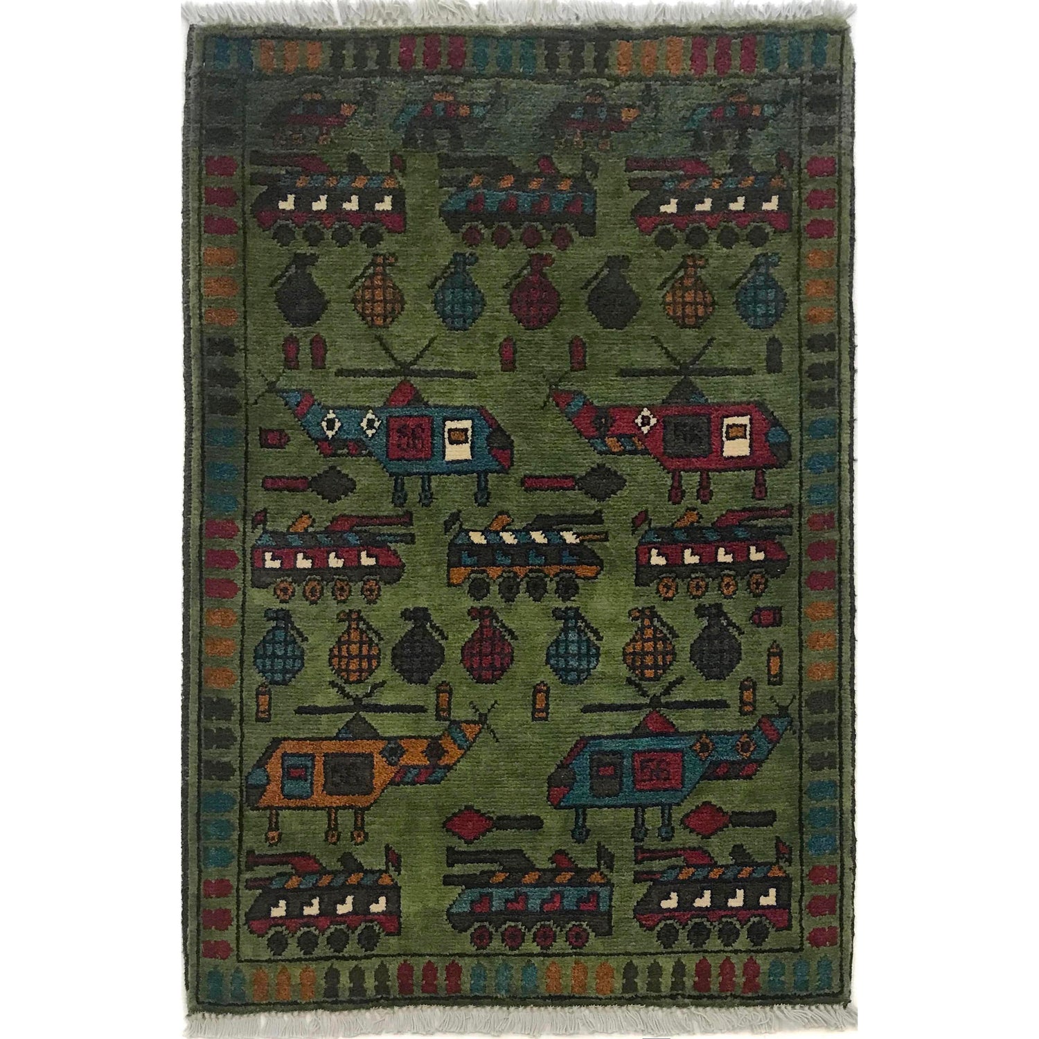 Hand Knotted War Rug 1' 12" x 2' 11" (ft) - No. G34437