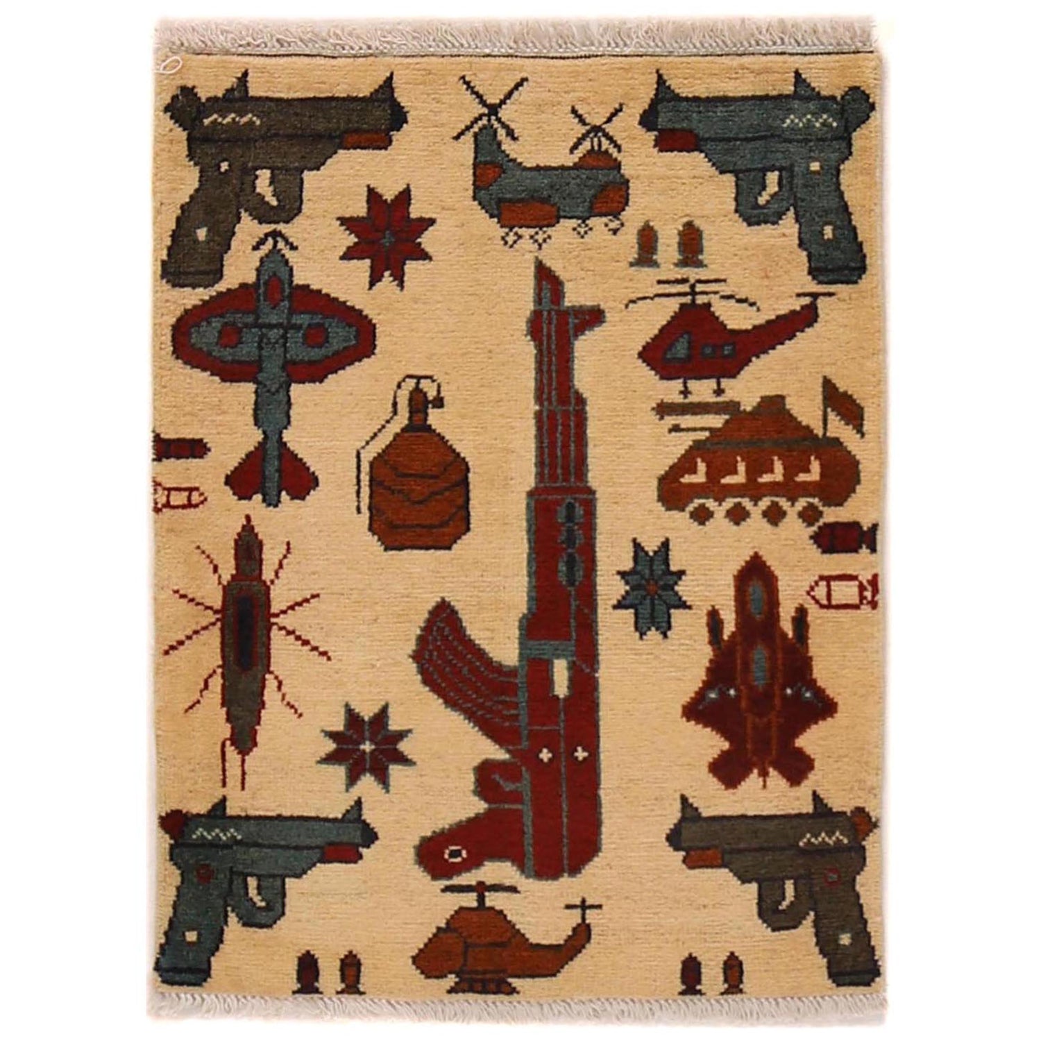 Handmade War Rug 1' 11" x 2' 6" (ft) - No. G34444