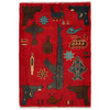 Red Color War Rug 2' 0" x 2' 10" (ft) - No. G34445