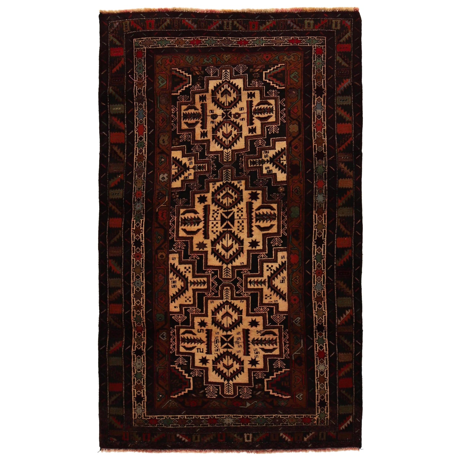 Traditional Baloch Rug 3' 7" x 6' 6" (ft) - No. G34868