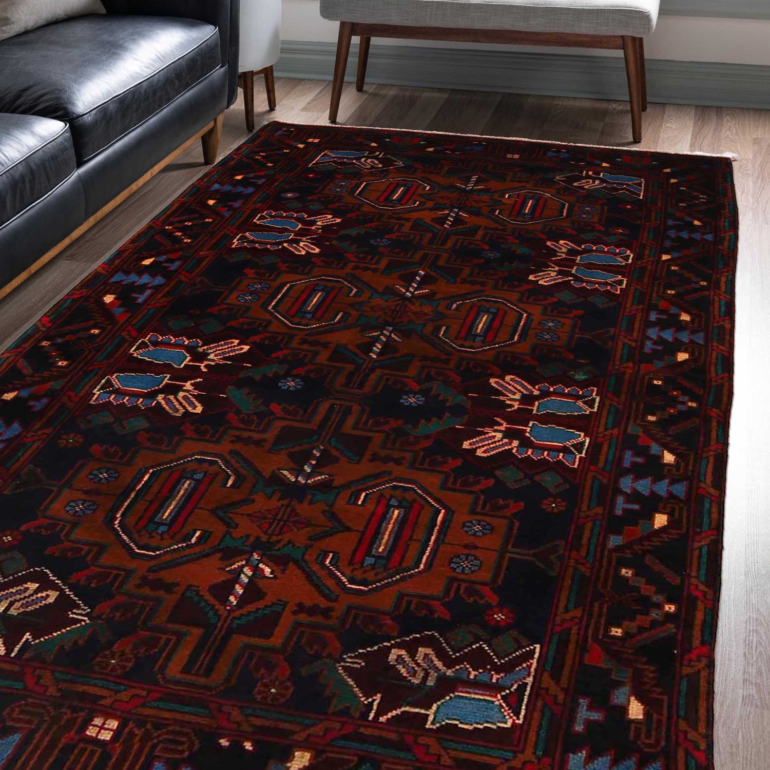 Baluch Medium Size Carpet 3' 7" x 6' 6" (ft) - No. G34871