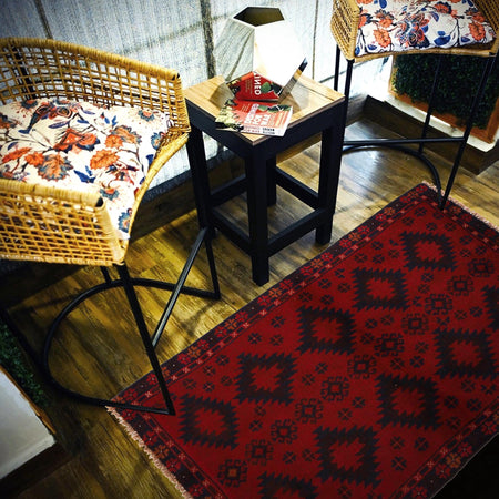 Red Color Baluchi Rug 2' 11"x 4' 8" (ft) - No. G35187