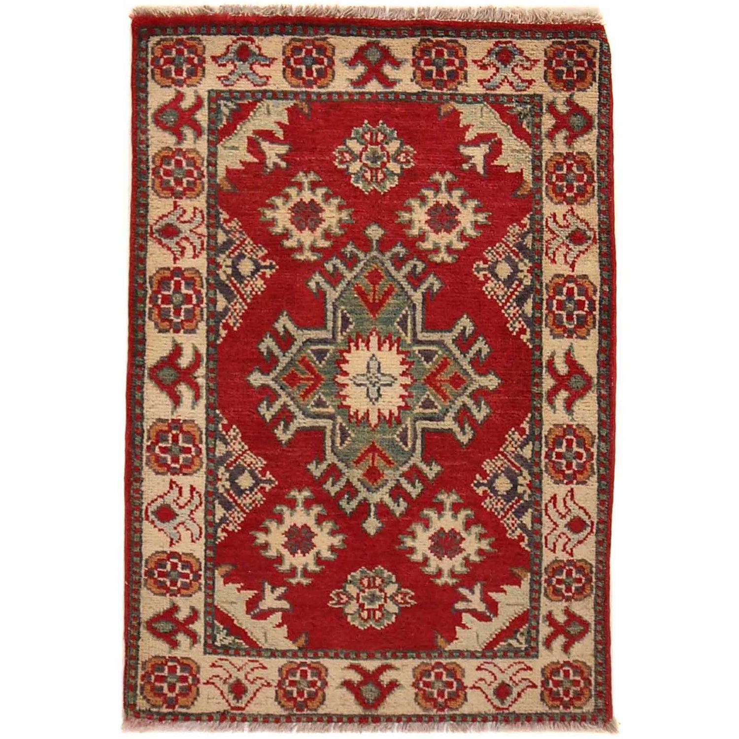 Red Color Kazak Rug 2' 1" x 3' 1" (ft) - No. G35202