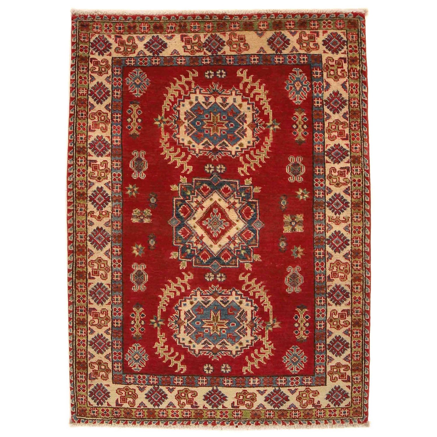Hand Knotted Kazak Rug 3' 3" x 4' 6" (ft)- No. G35209