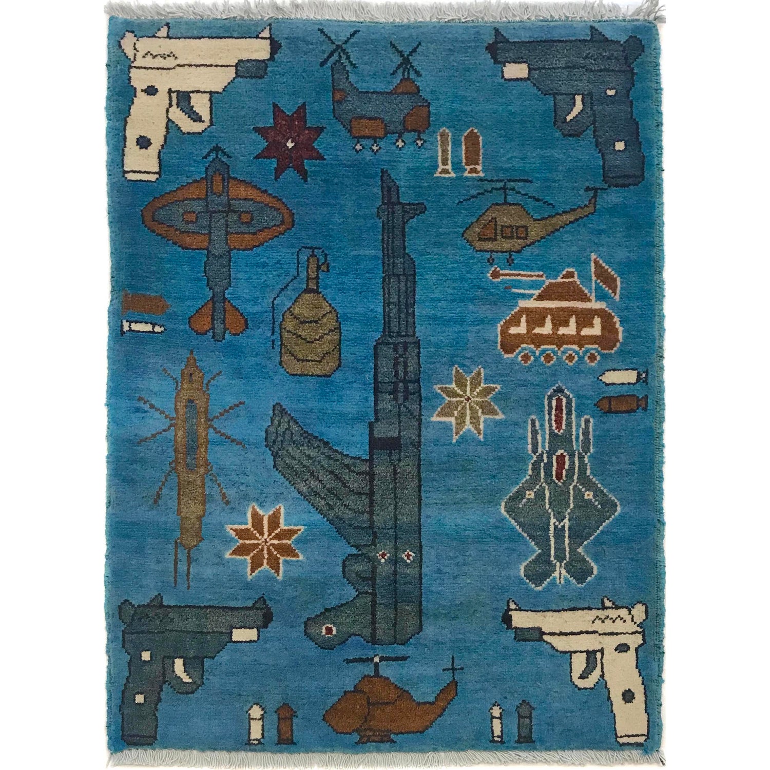 Blue Color War Rug 2' 0" x 2' 8" (ft) - No. G35387
