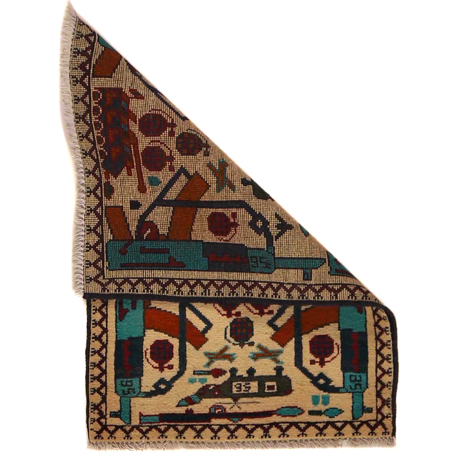 Hand Knotted War Rug 2' 3" x 2' 11" (ft) - No. G35388