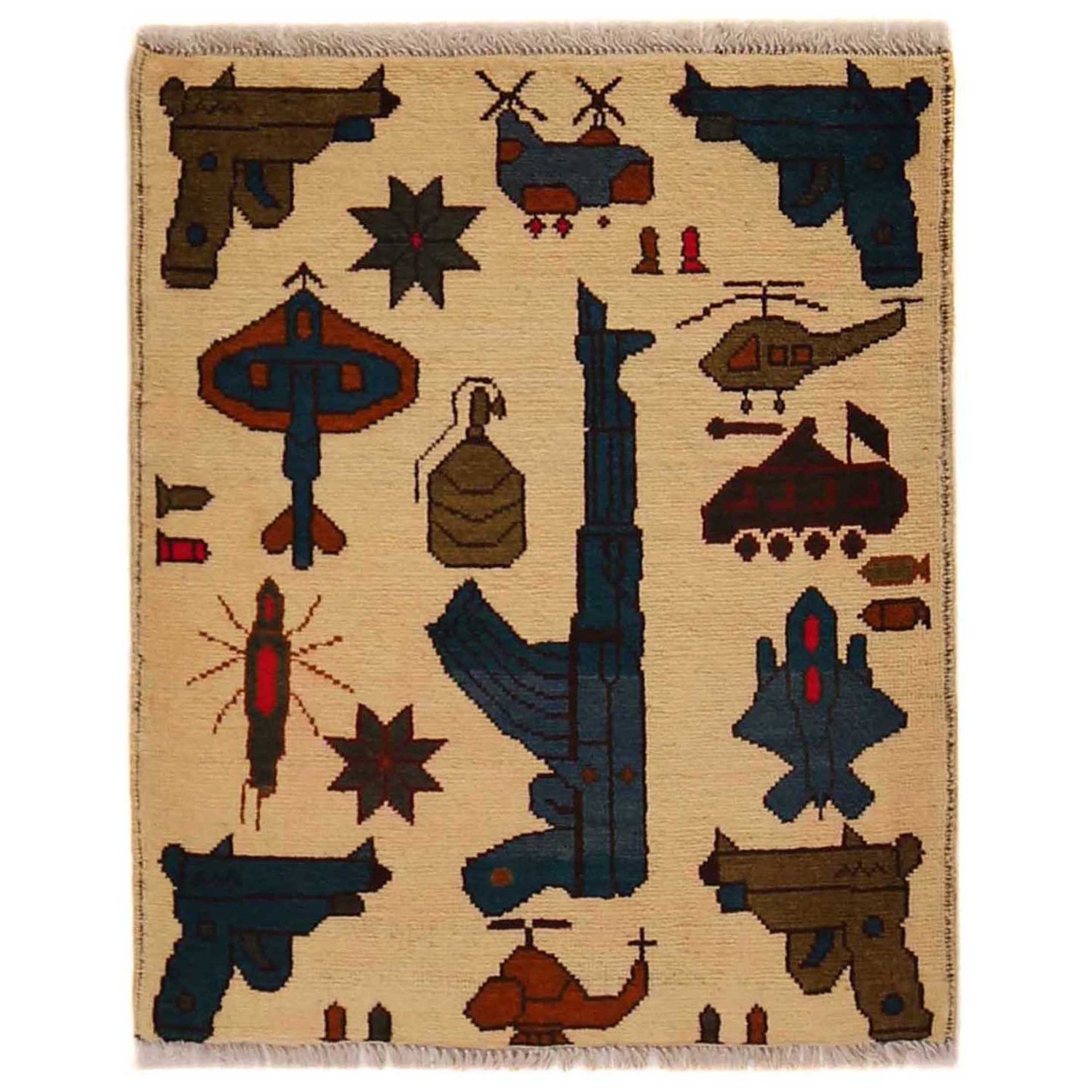 Handmade War Rug 2' 0" x 2' 7" (ft) - No. G35390