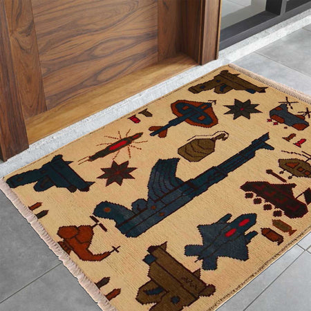 Handmade War Rug 2' 0" x 2' 7" (ft) - No. G35390