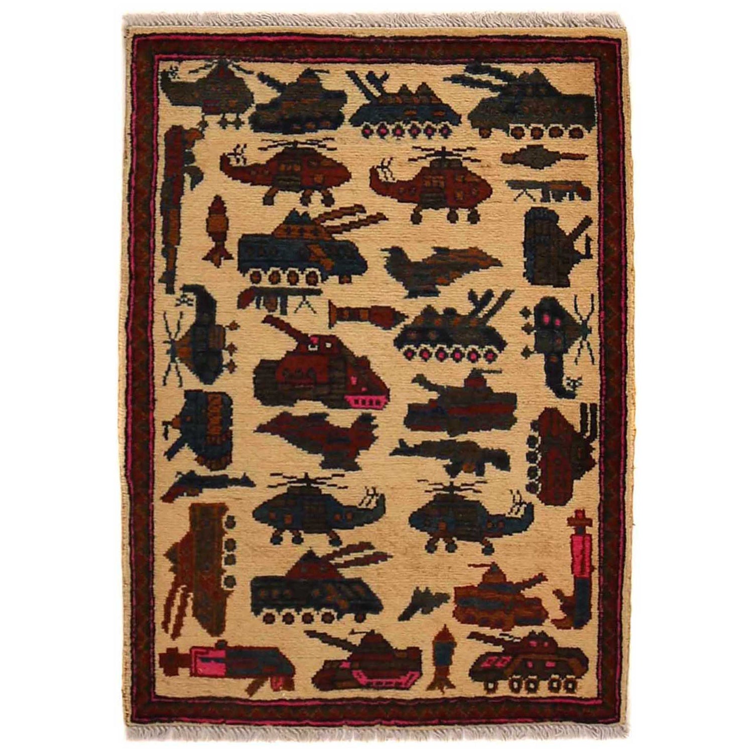 Hand Knotted War Rug 2' 0" x 2' 11" (ft) - No. G35393
